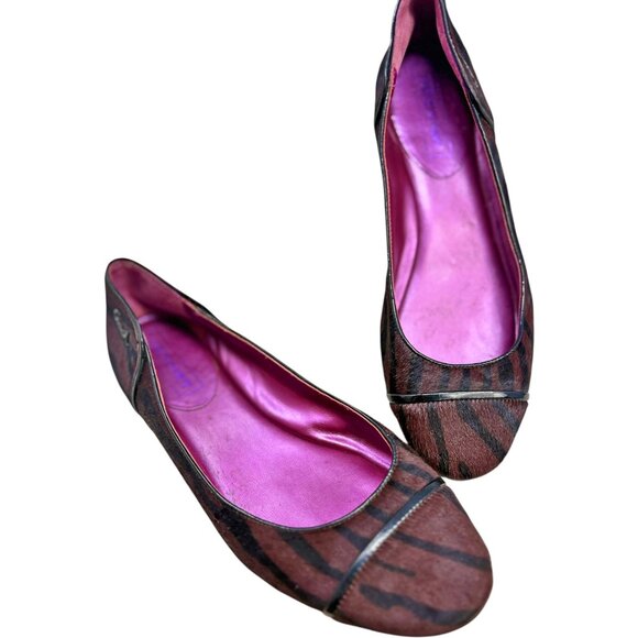 Coach Poppy Randy Animal Print Calf Hair Leather Ballet Flats - Picture 4 of 8